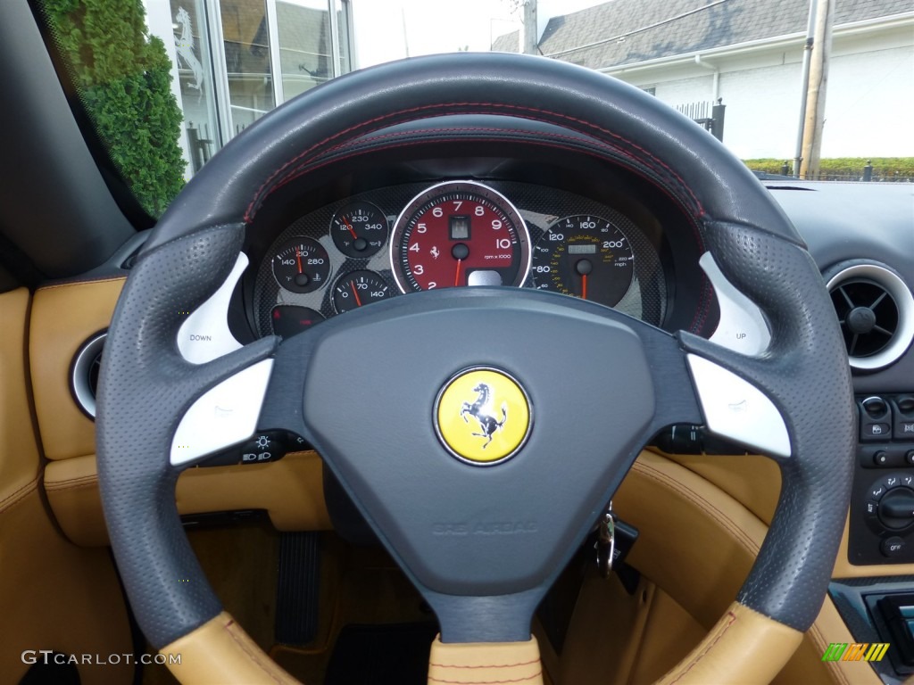 2005 Ferrari 575 Superamerica Roadster F1 Beige Steering Wheel Photo #77835380