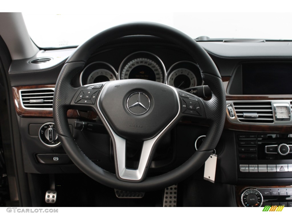2013 Mercedes-Benz CLS 550 4Matic Coupe Black Steering Wheel Photo #77836311