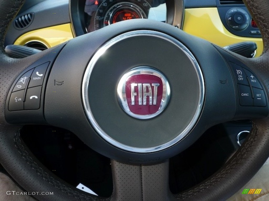2012 Fiat 500 Sport Sport Tessuto Marrone/Nero (Brown/Black) Steering Wheel Photo #77839086