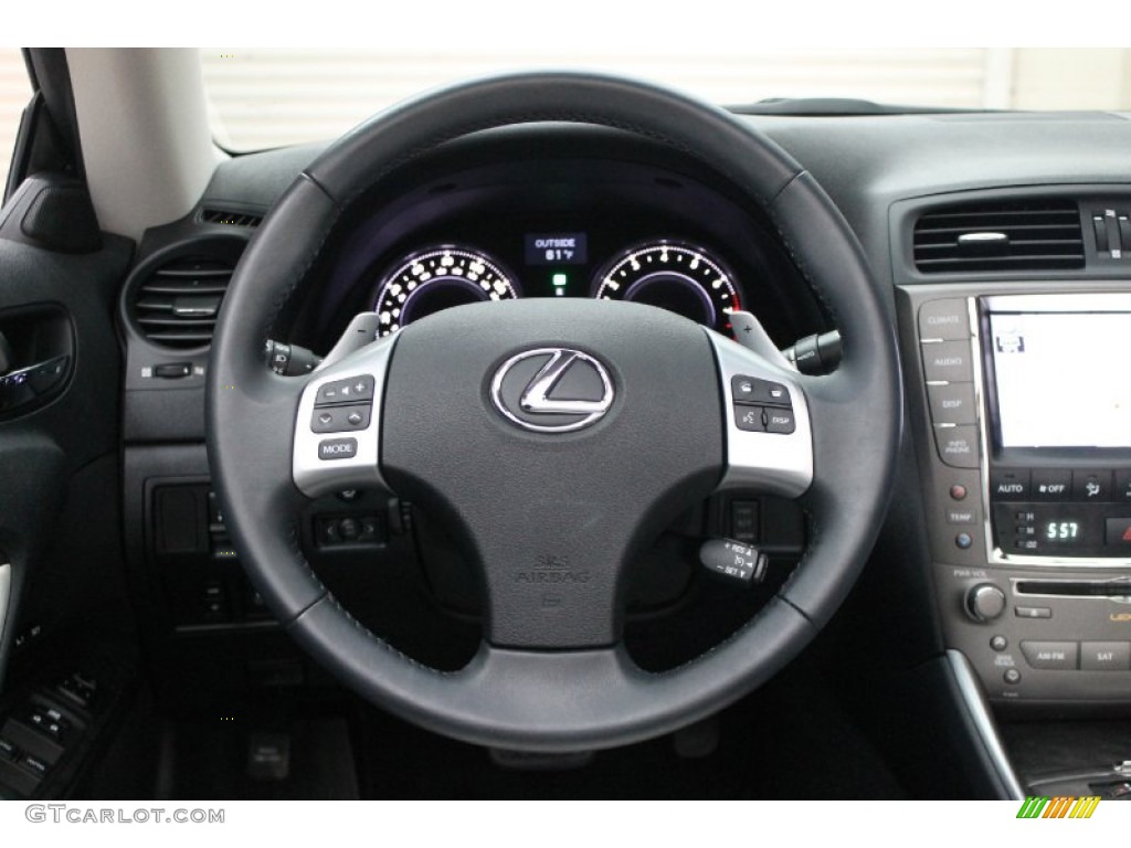 2012 Lexus IS 250 C Convertible Light Gray Steering Wheel Photo #77839713