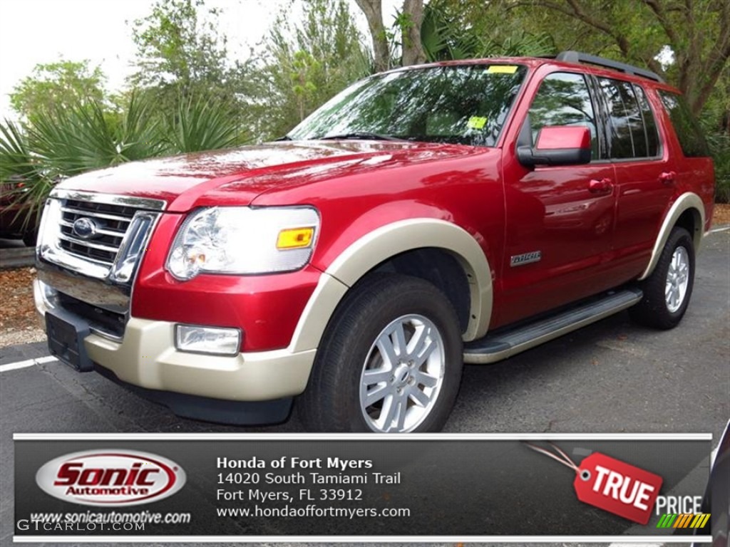 2008 Explorer Eddie Bauer 4x4 - Redfire Metallic / Camel photo #1