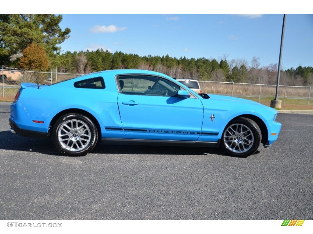 2012 Mustang V6 Premium Coupe - Grabber Blue / Charcoal Black photo #4