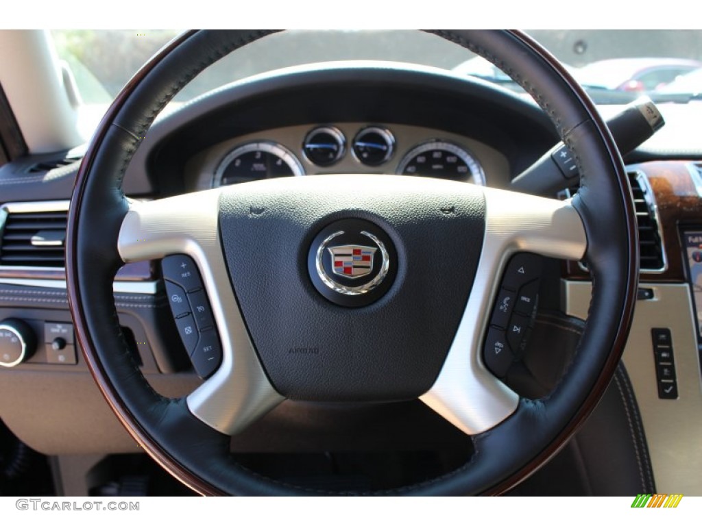 2013 Cadillac Escalade ESV Platinum Ebony Steering Wheel Photo #77847734