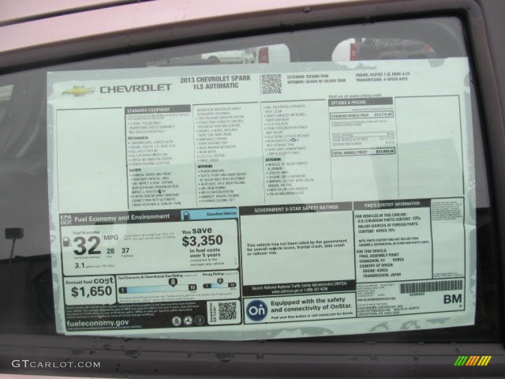 2013 Chevrolet Spark LS Window Sticker Photo #77849562