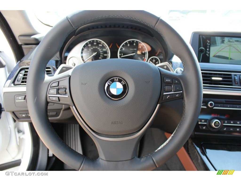 2013 BMW 6 Series 640i Gran Coupe Cinnamon Brown Steering Wheel Photo #77850816