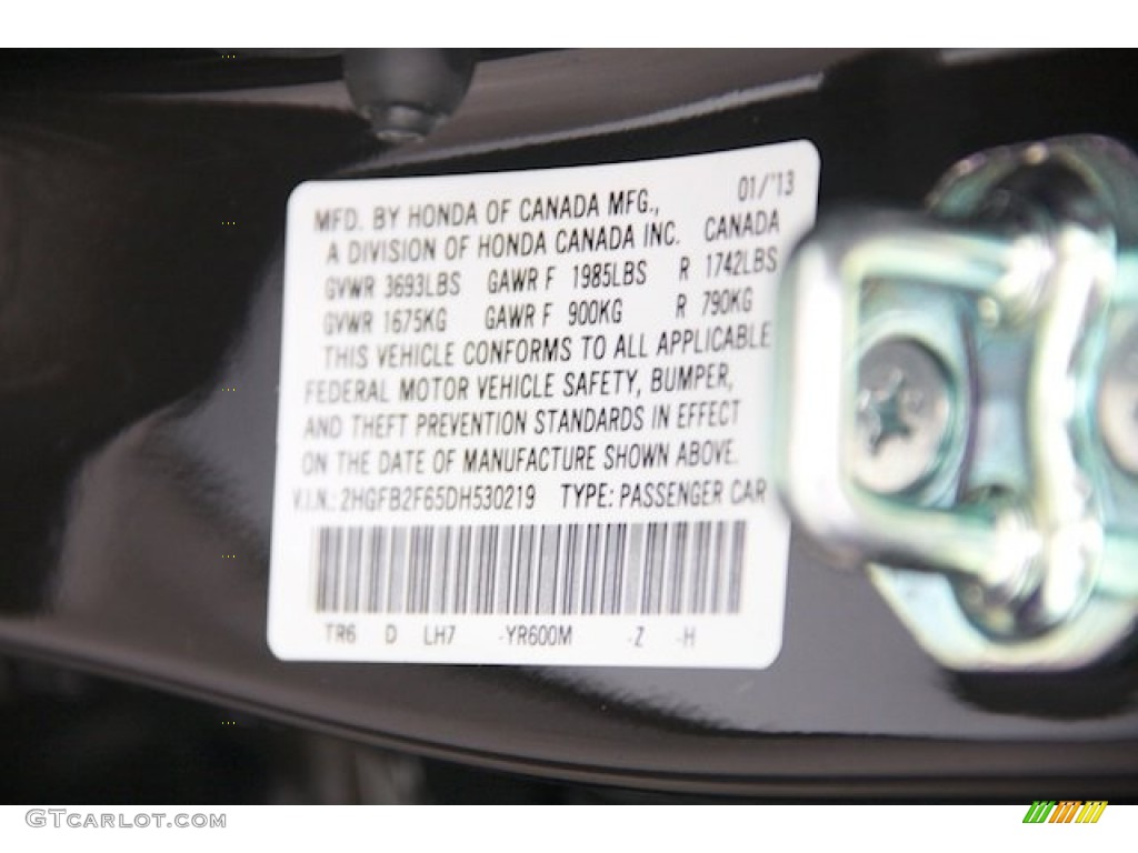 2013 Civic Color Code YR600M for Kona Coffee Metallic Photo #77851071