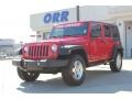 2009 Flame Red Jeep Wrangler Unlimited Rubicon 4x4  photo #1