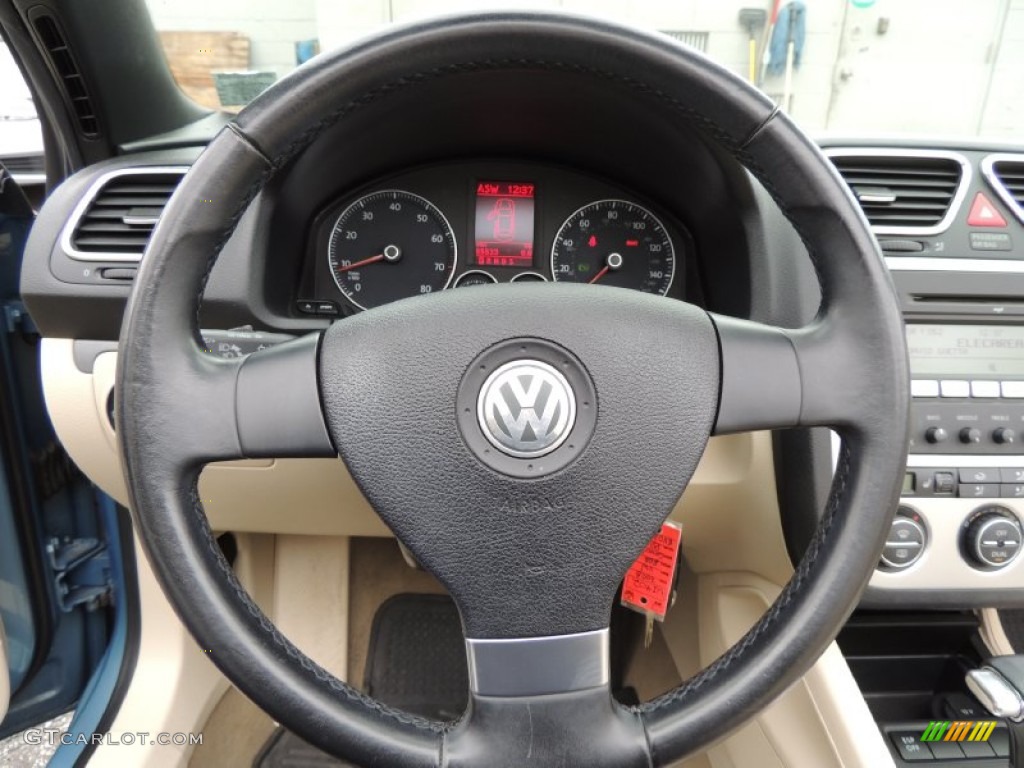 2008 Volkswagen Eos 2.0T Cornsilk Beige Steering Wheel Photo #77854372