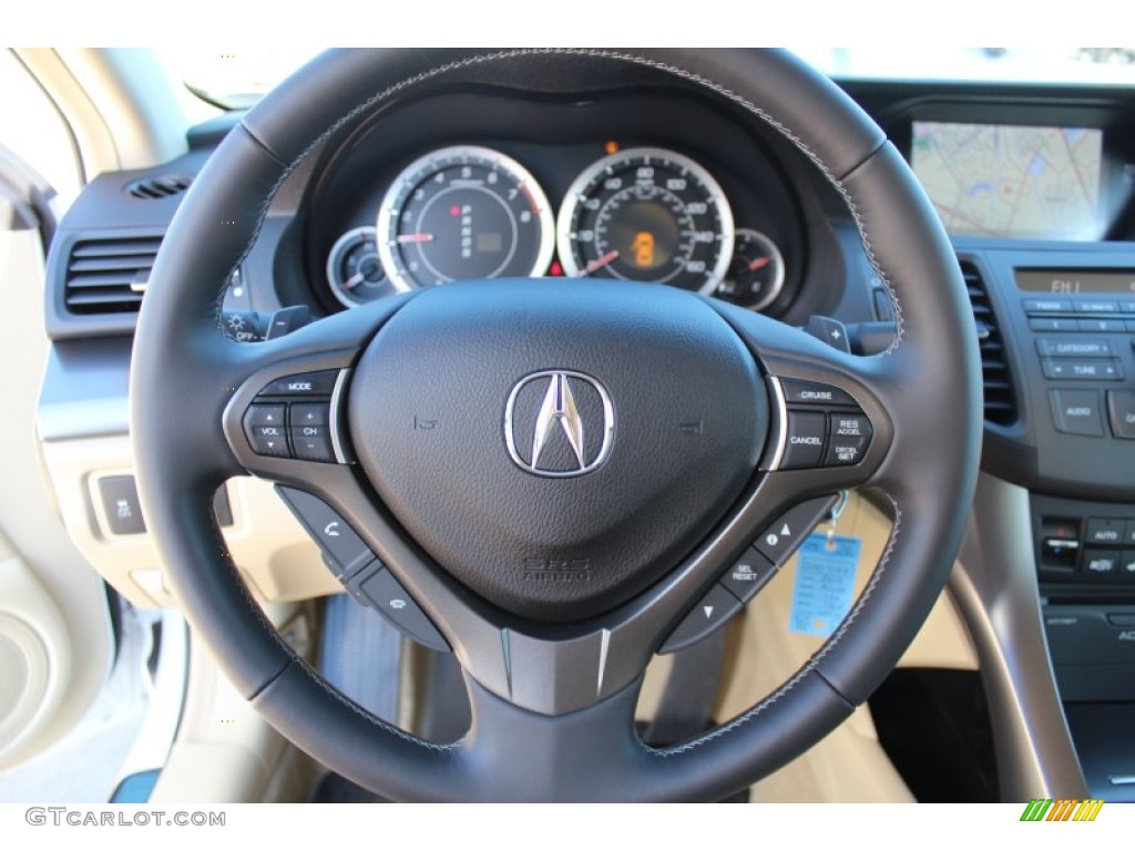 2013 Acura TSX Technology Parchment Steering Wheel Photo #77856027