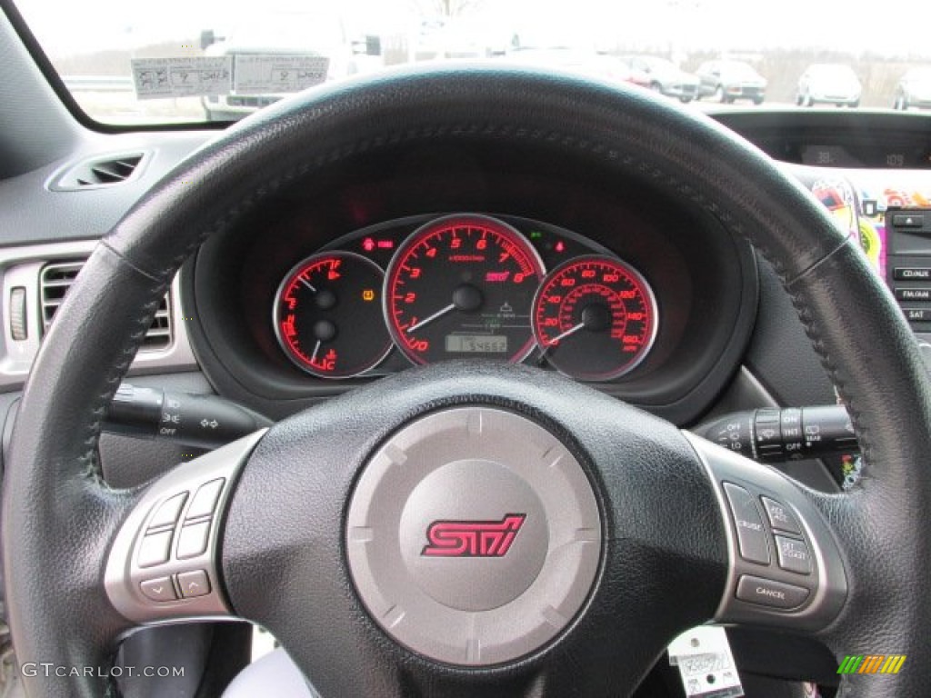 2009 Subaru Impreza WRX STi Graphite Gray Alcantara/Carbon Black Leather Steering Wheel Photo #77859279