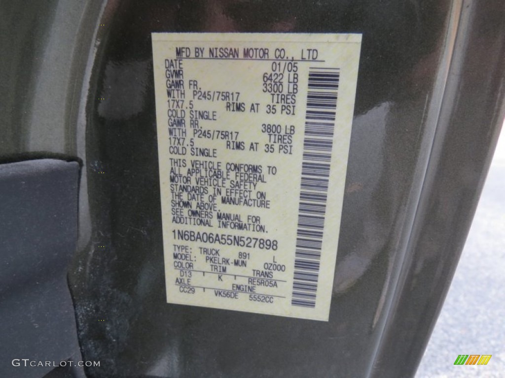 2005 Nissan Titan SE King Cab Color Code Photos