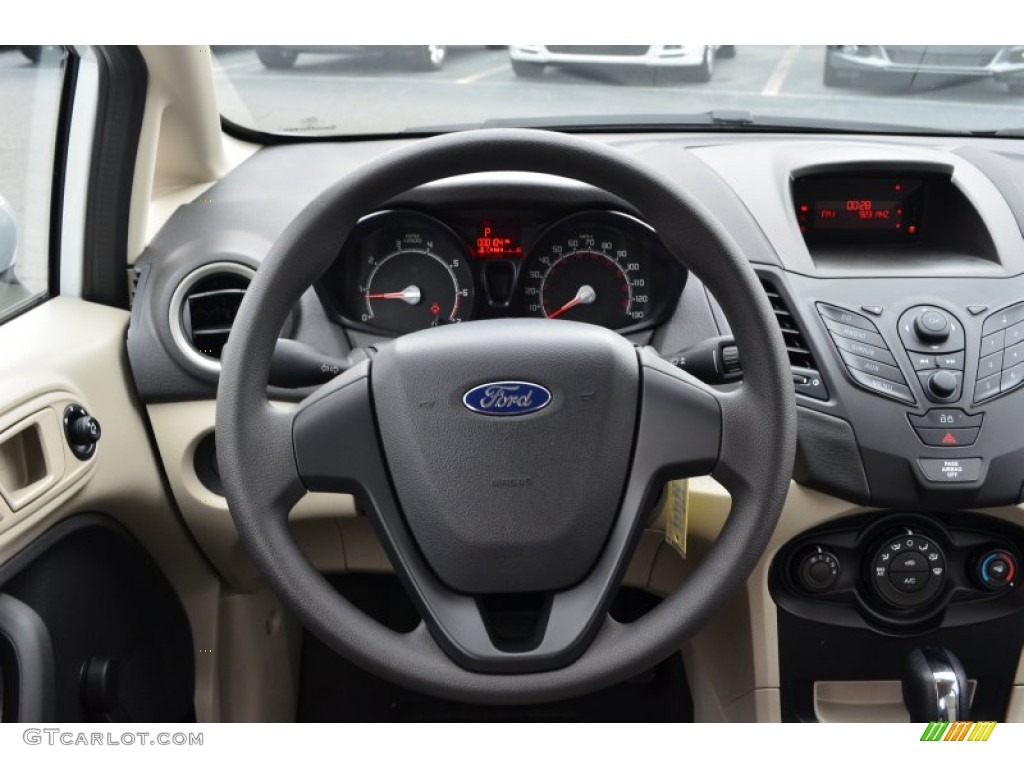 2013 Ford Fiesta S Sedan Charcoal Black/Light Stone Steering Wheel Photo #77862173