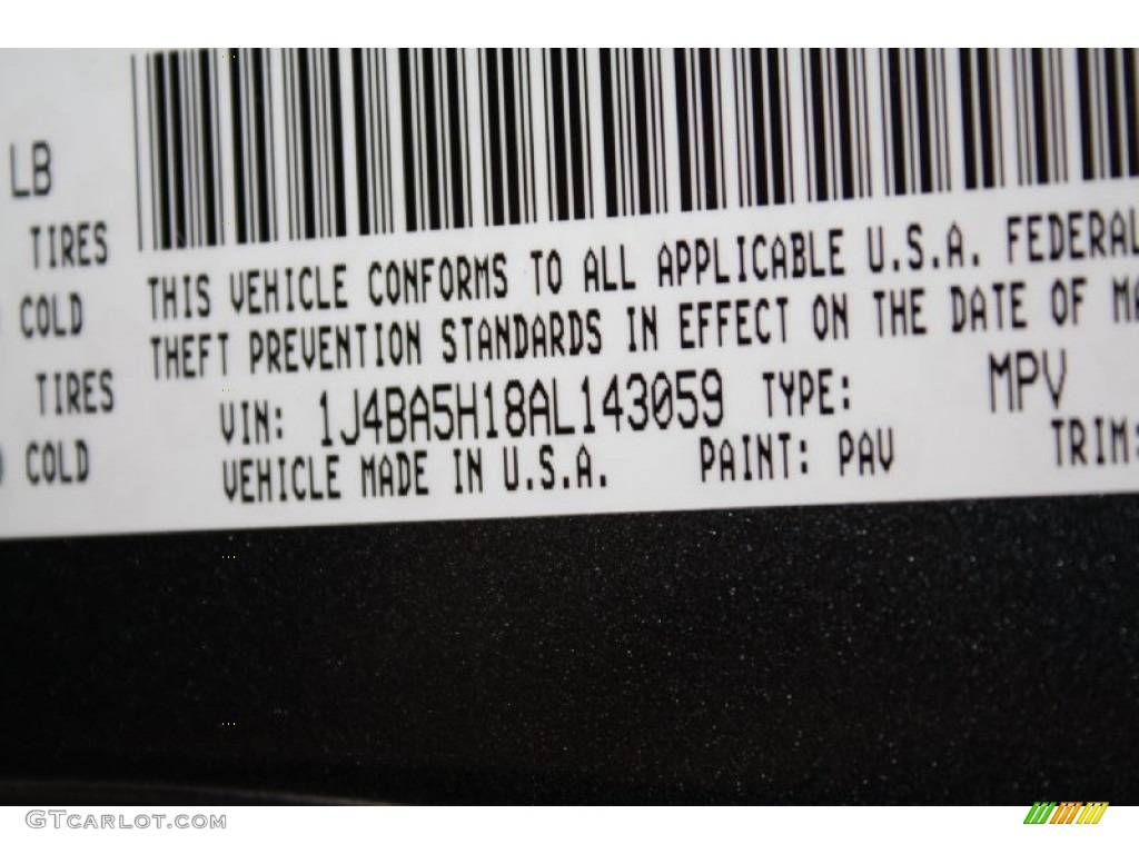 2010 Wrangler Unlimited Color Code PAV for Dark Charcoal Pearl Photo #77864015