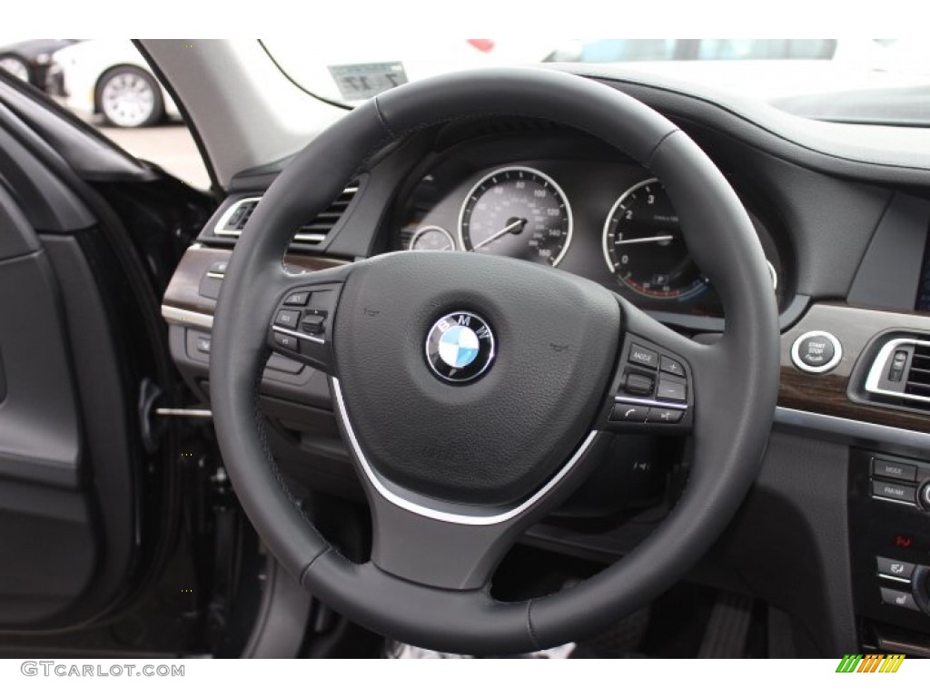 2012 BMW 7 Series 750i xDrive Sedan Black Steering Wheel Photo #77867820