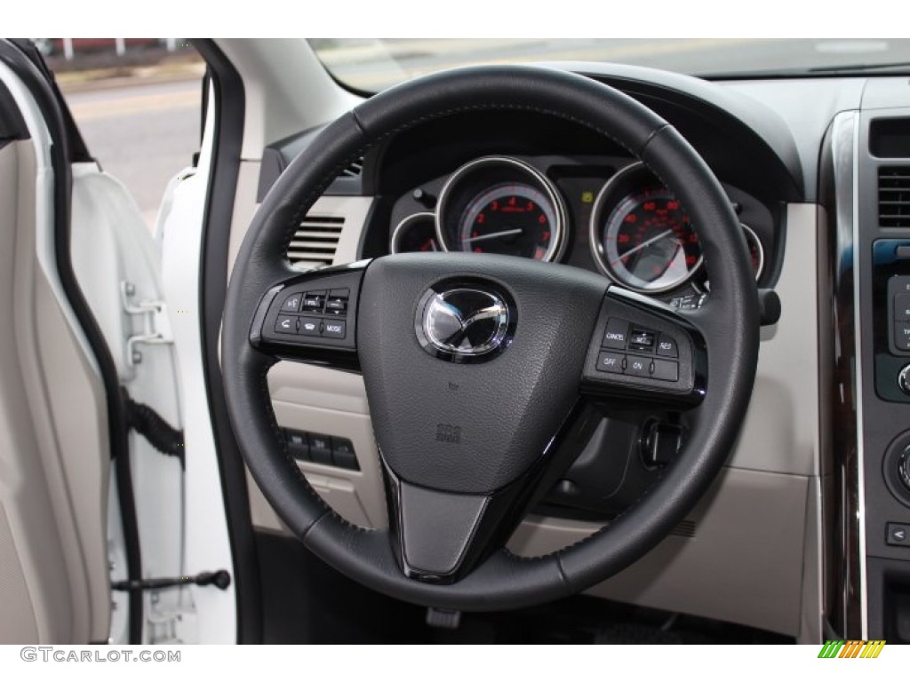 2012 Mazda CX-9 Grand Touring AWD Sand Steering Wheel Photo #77873649