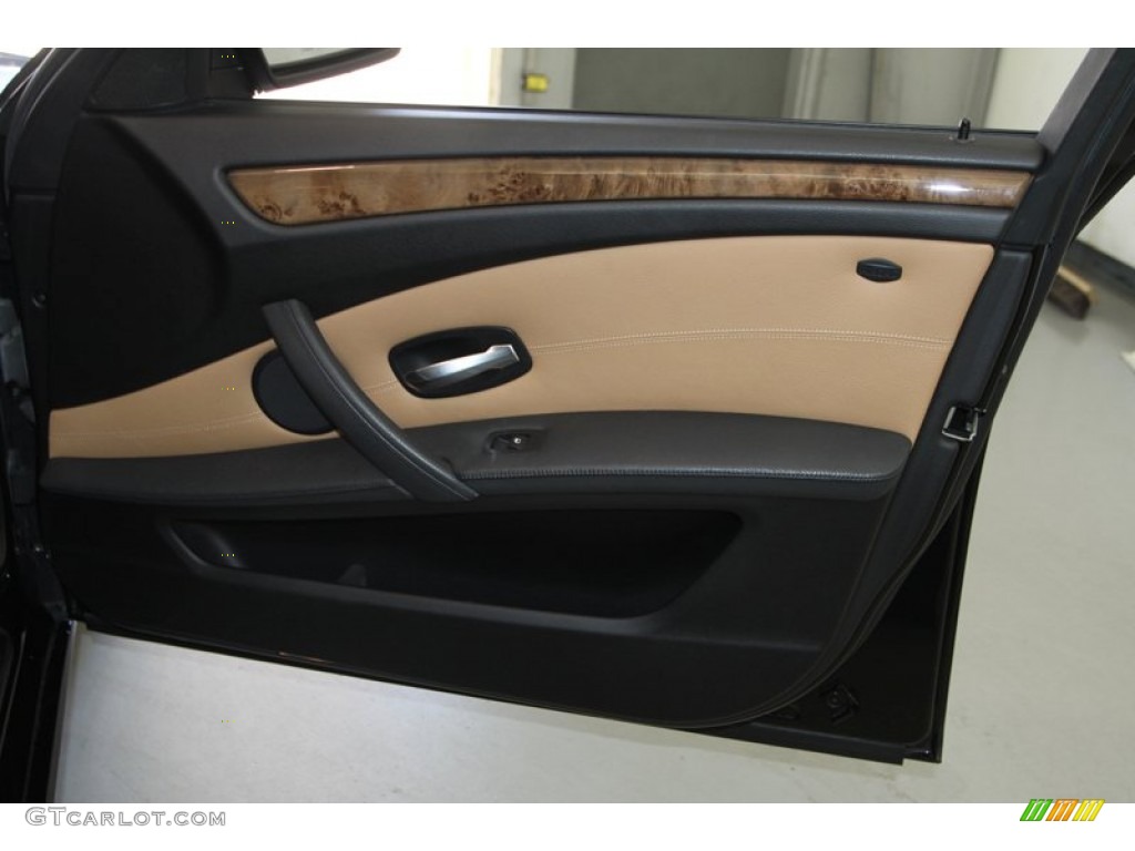 2008 BMW 5 Series 535i Sedan Natural Brown Door Panel Photo #77873655