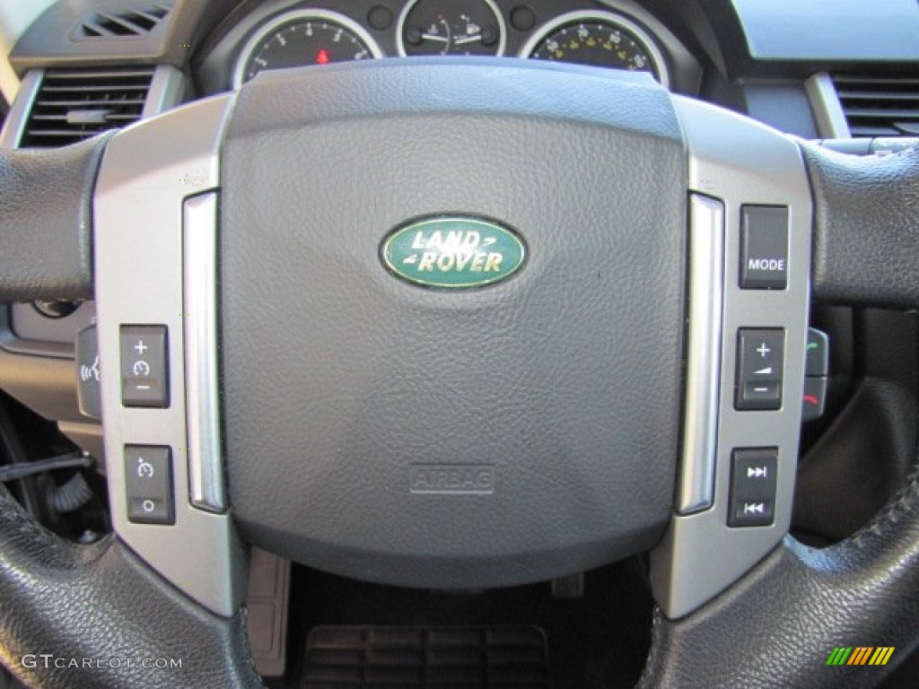 2008 Land Rover Range Rover Sport HSE Ebony Black Steering Wheel Photo #77876511