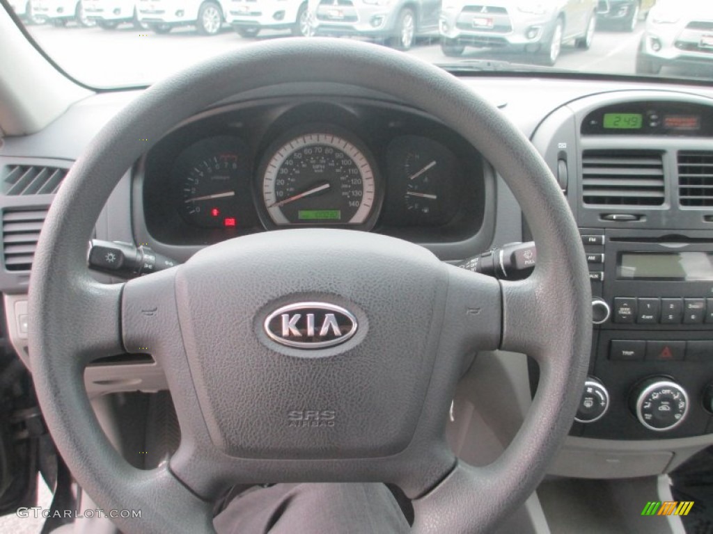 2007 Kia Spectra LX Sedan Gray Steering Wheel Photo #77876796