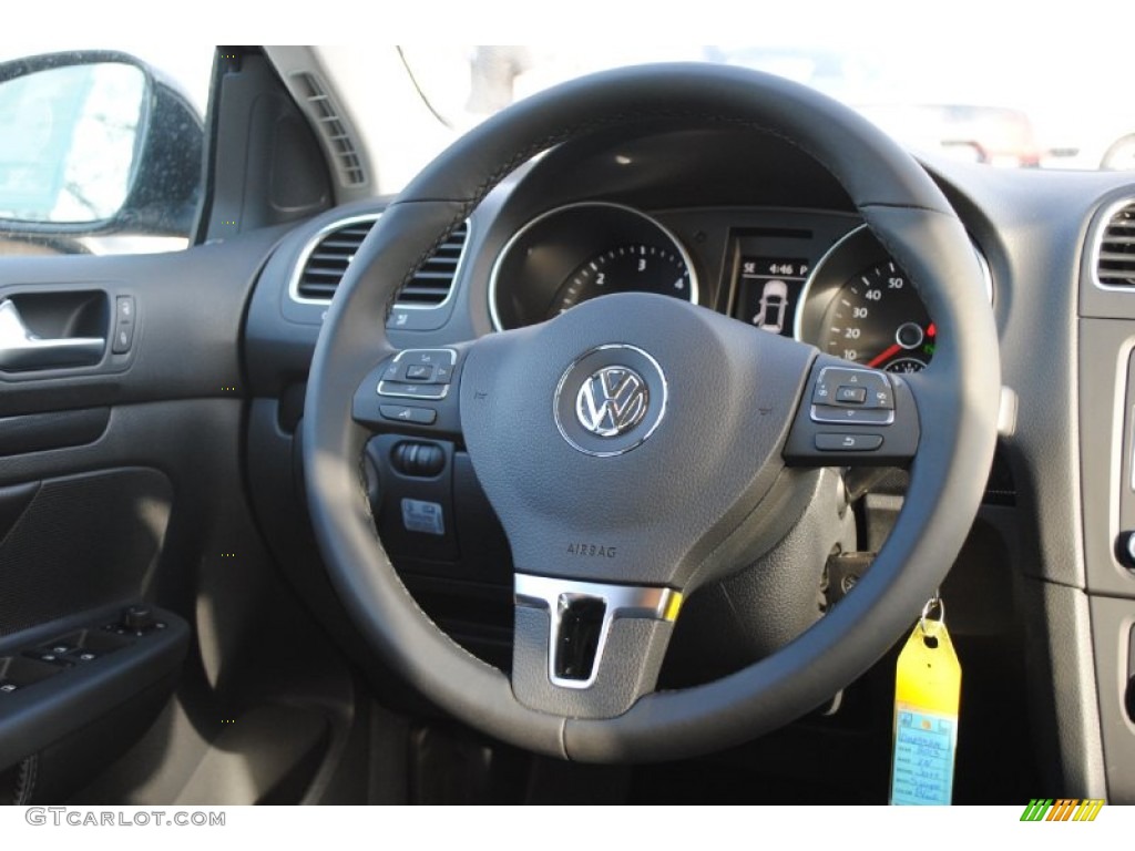 2013 Volkswagen Jetta TDI SportWagen Titan Black Steering Wheel Photo #77877819