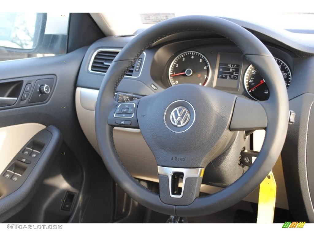 2013 Volkswagen Jetta SE Sedan Cornsilk Beige Steering Wheel Photo #77878767