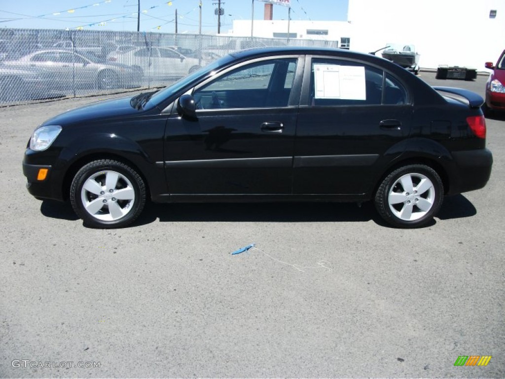 2008 Rio LX Sedan - Black / Gray photo #3