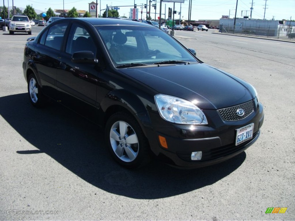 2008 Rio LX Sedan - Black / Gray photo #7