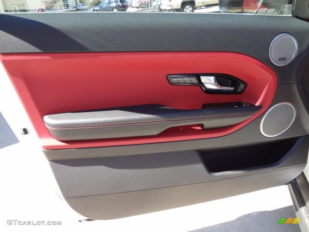 2013 Land Rover Range Rover Evoque Dynamic Coupe Dynamic Ebony/Pimento Door Panel Photo #77879082
