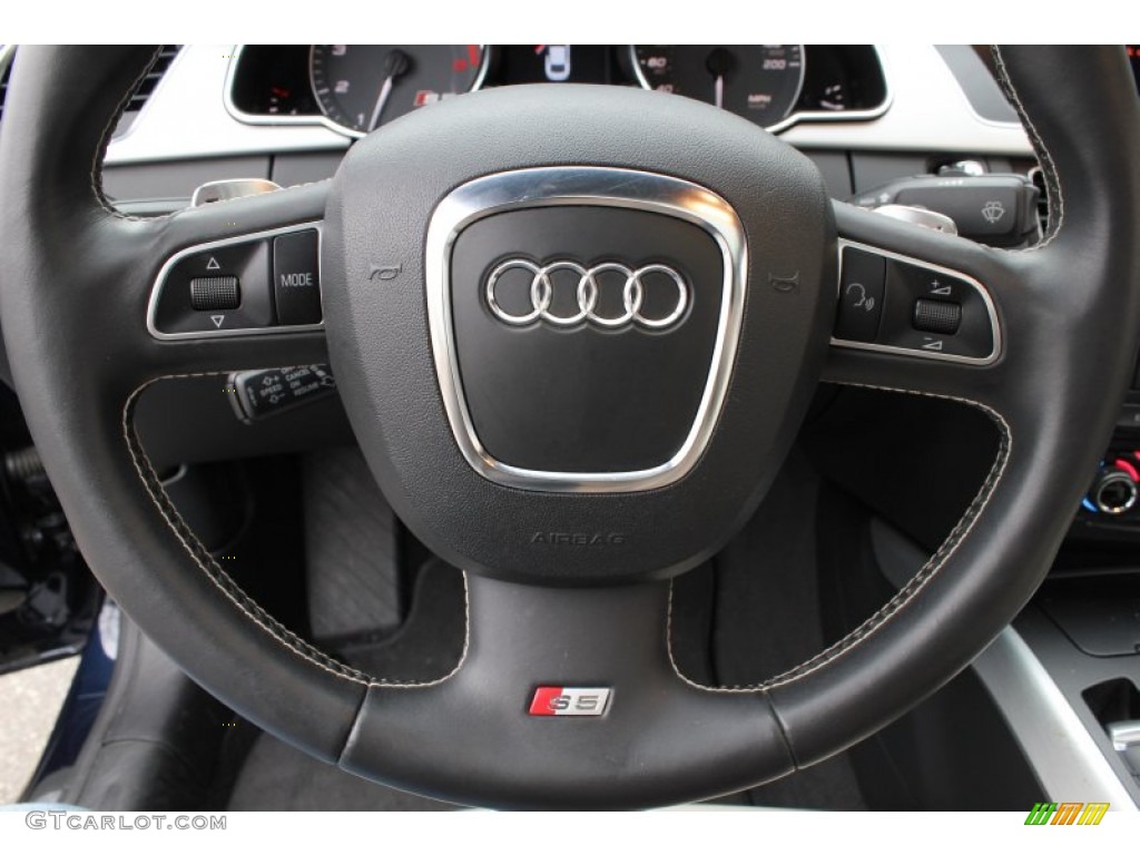 2010 Audi S5 4.2 FSI quattro Coupe Pearl Silver Silk Nappa Leather Steering Wheel Photo #77880852