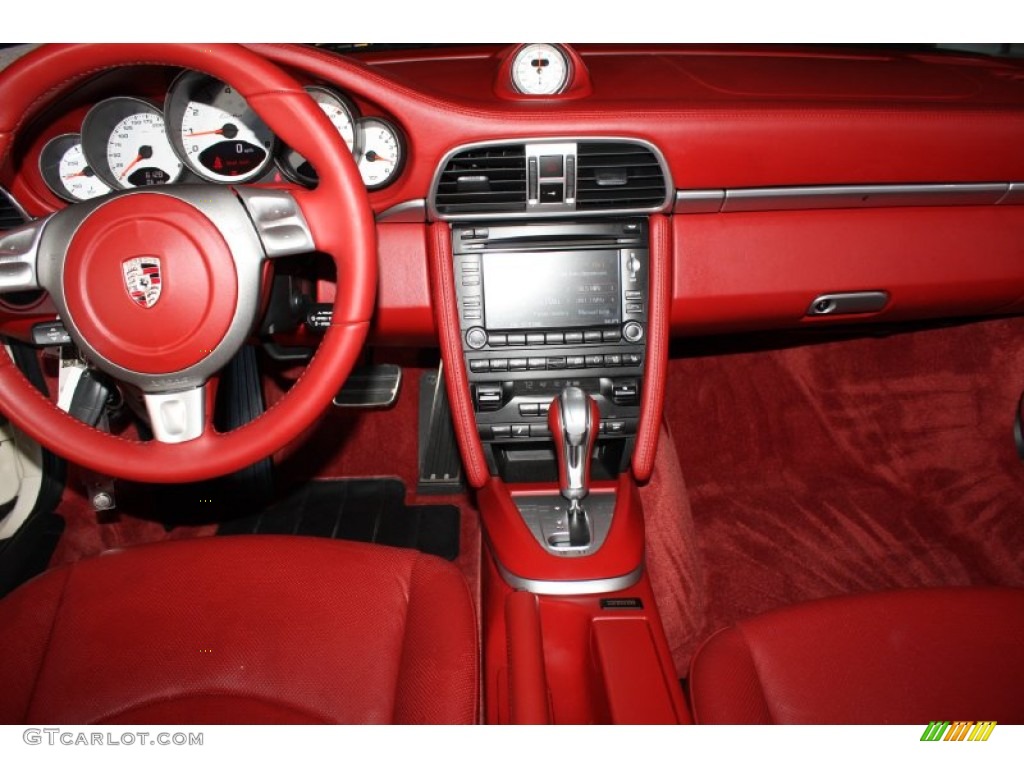 2009 Porsche 911 Turbo Cabriolet Carrera Red Dashboard Photo #77888223