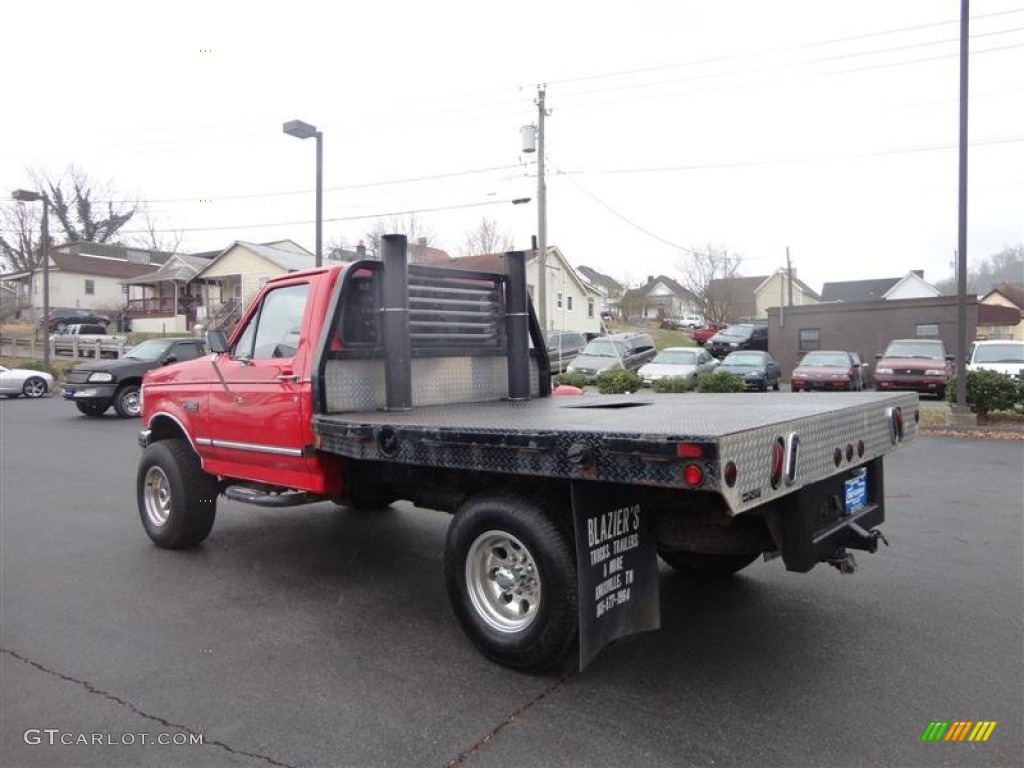 1997 F350 XL Regular Cab 4x4 Stake Truck - Vermillion Red / Red photo #5