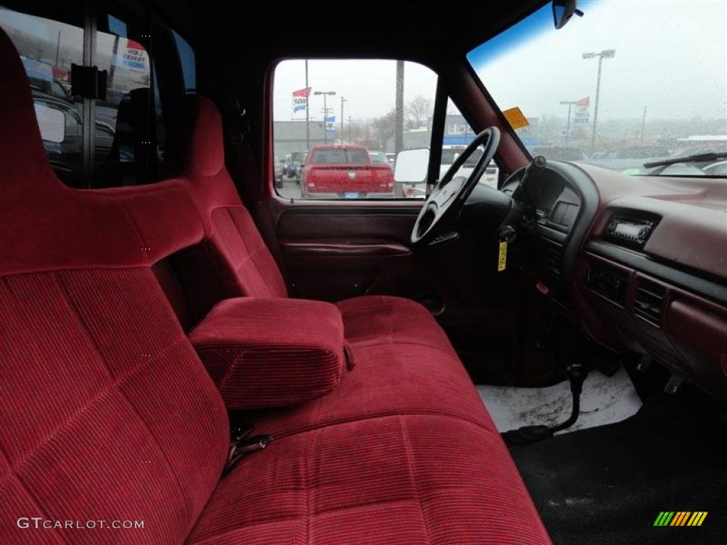 1997 F350 XL Regular Cab 4x4 Stake Truck - Vermillion Red / Red photo #7