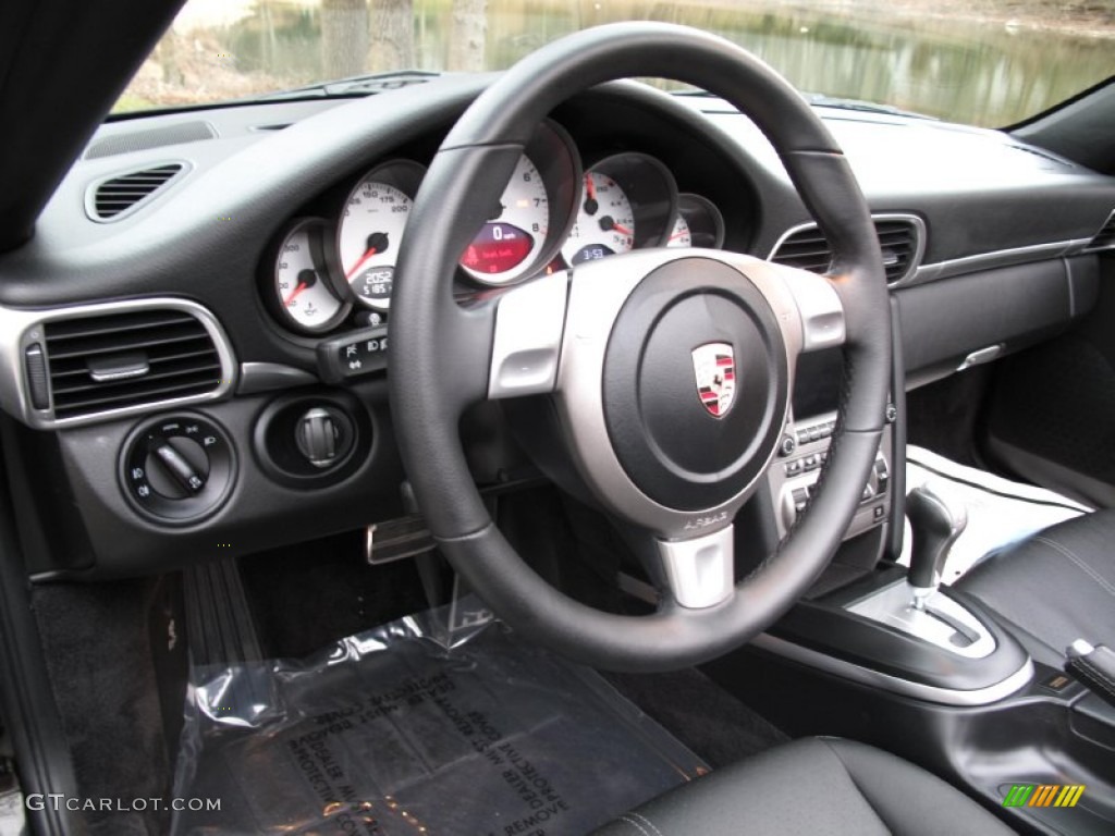 2008 Porsche 911 Carrera S Cabriolet Black Steering Wheel Photo #77899949