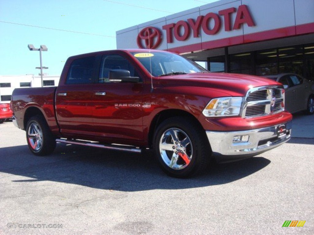 2011 Ram 1500 Big Horn Crew Cab 4x4 - Deep Cherry Red Crystal Pearl / Dark Slate Gray/Medium Graystone photo #2