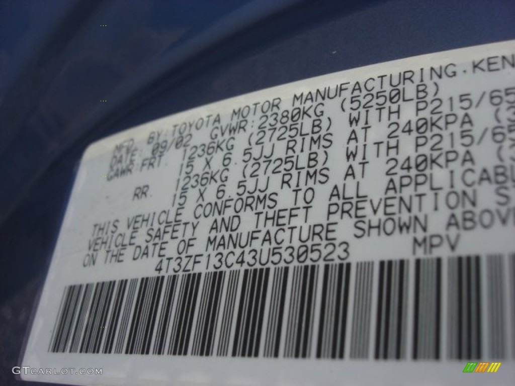 2003 Sienna XLE - Denim Blue Pearl / Gray photo #29