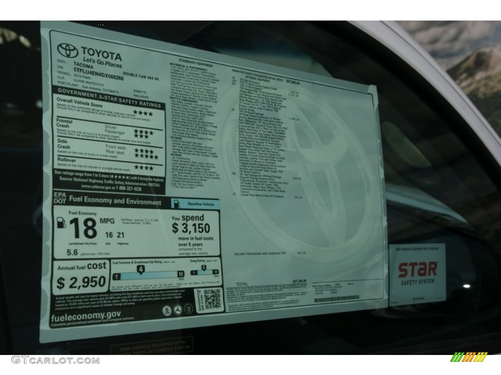 2013 Toyota Tacoma TX Pro Double Cab 4x4 Window Sticker Photo #77918383