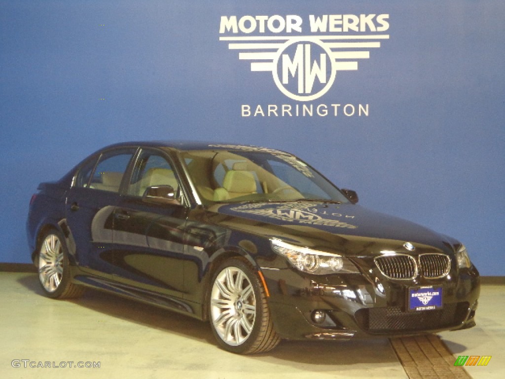 2010 5 Series 550i Sedan - Jet Black / Cream Beige photo #1