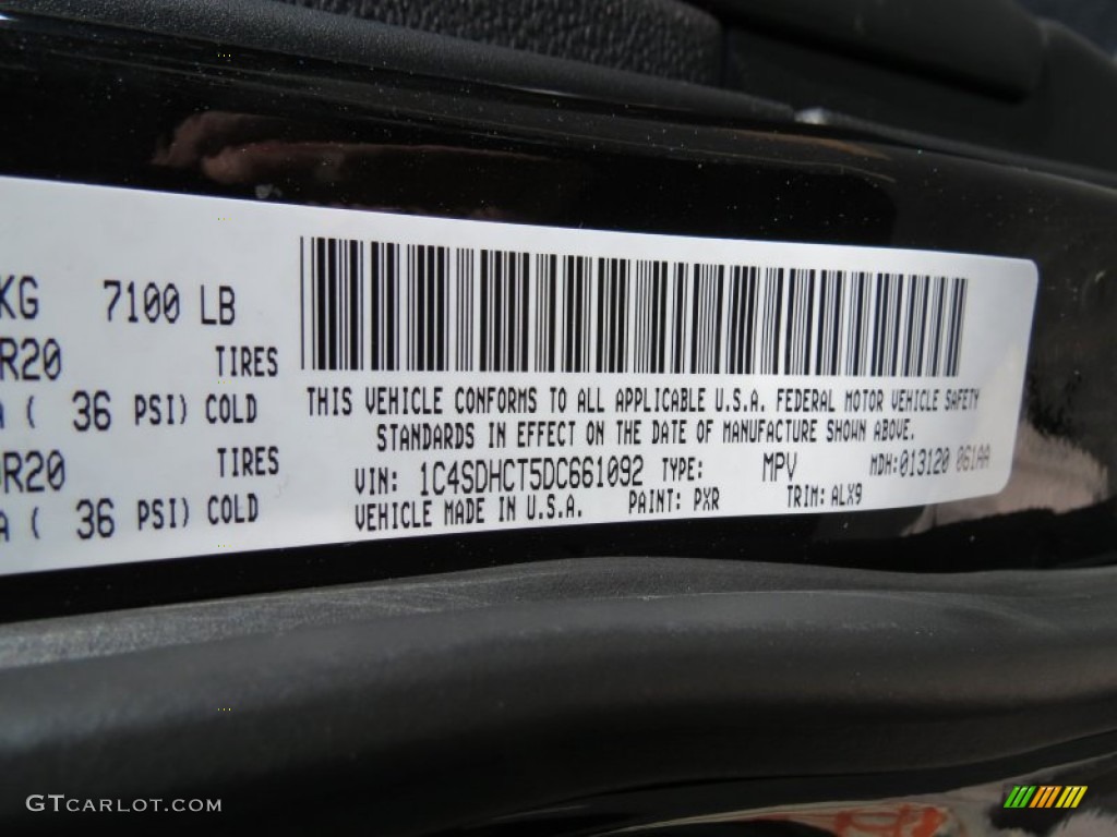 2013 Durango Color Code PXR for Brilliant Black Crystal Pearl Photo #77925066