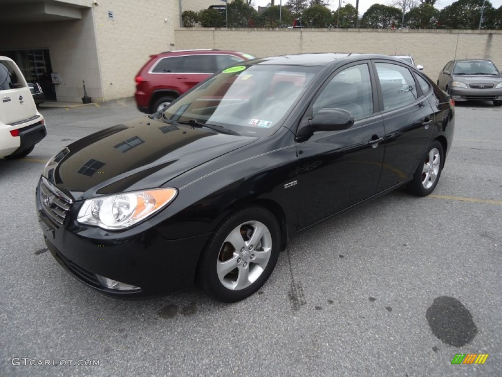 2007 Elantra Limited Sedan - Black Pearl / Gray photo #2