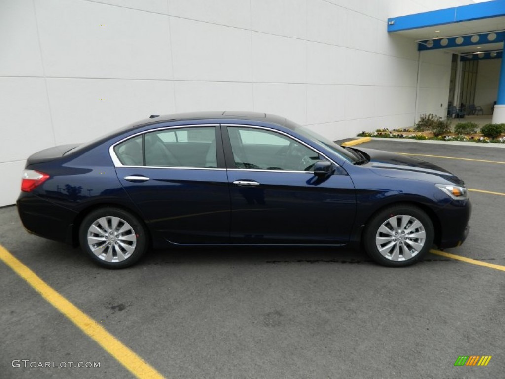 2013 Accord EX-L Sedan - Obsidian Blue Pearl / Gray photo #7