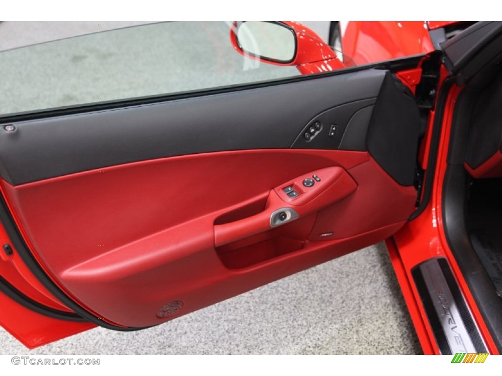 2011 Chevrolet Corvette Grand Sport Coupe Ebony Black/Red Door Panel Photo #77932437