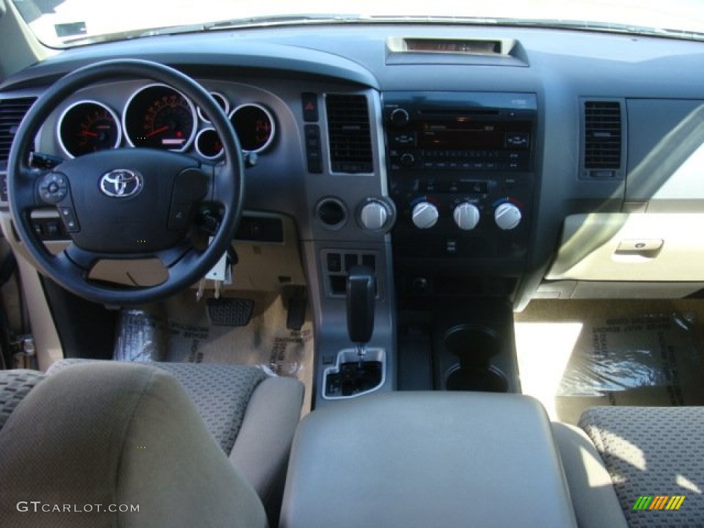 2010 Toyota Tundra TRD Double Cab 4x4 Sand Beige Dashboard Photo #77933748