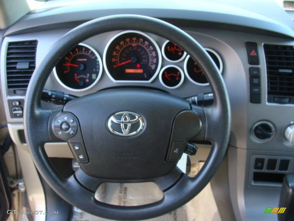 2010 Toyota Tundra TRD Double Cab 4x4 Sand Beige Steering Wheel Photo #77933763