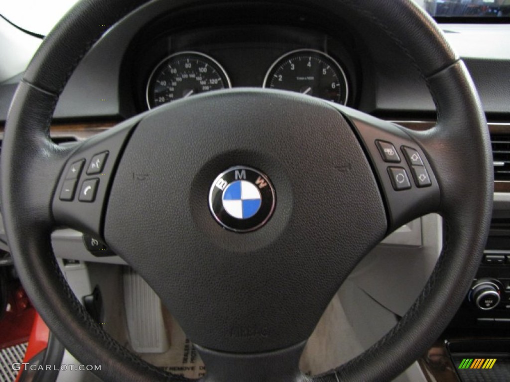 2011 BMW 3 Series 328i xDrive Sedan Gray Dakota Leather Steering Wheel Photo #77936449