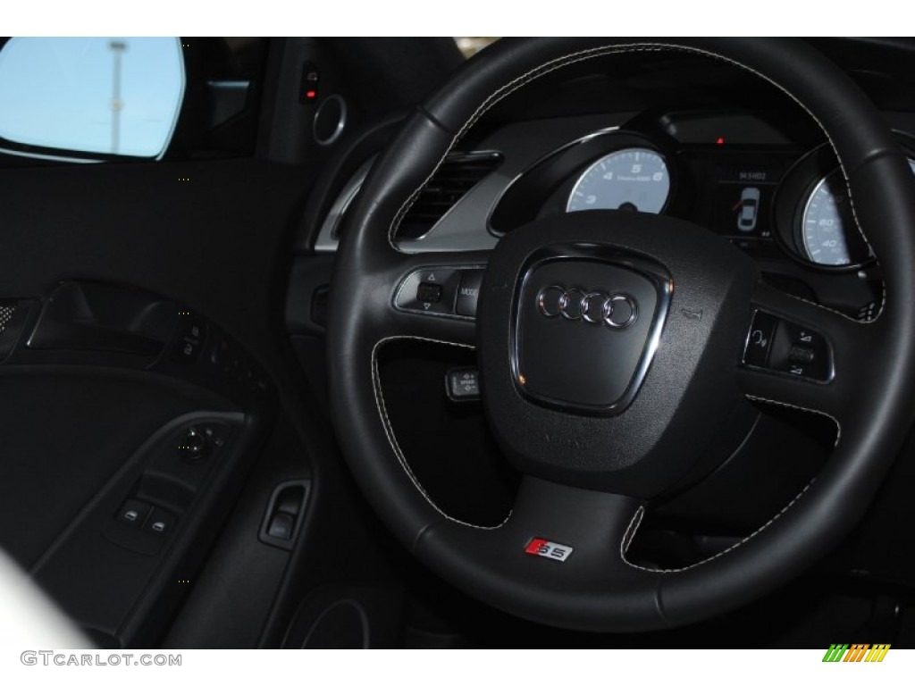 2011 Audi S5 4.2 FSI quattro Coupe Black/Silver Silk Nappa Leather/Alcantara Steering Wheel Photo #77939453