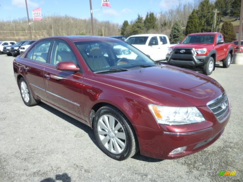 2009 Sonata Limited V6 - Dark Cherry Red / Camel photo #1