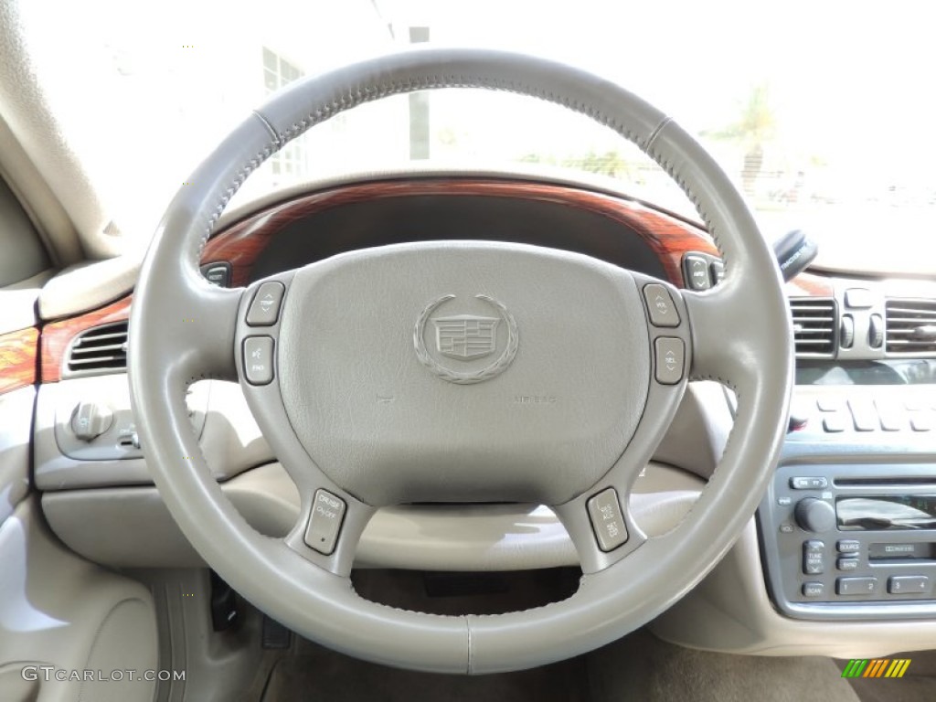 2002 Cadillac DeVille Sedan Neutral Shale Steering Wheel Photo #77941096
