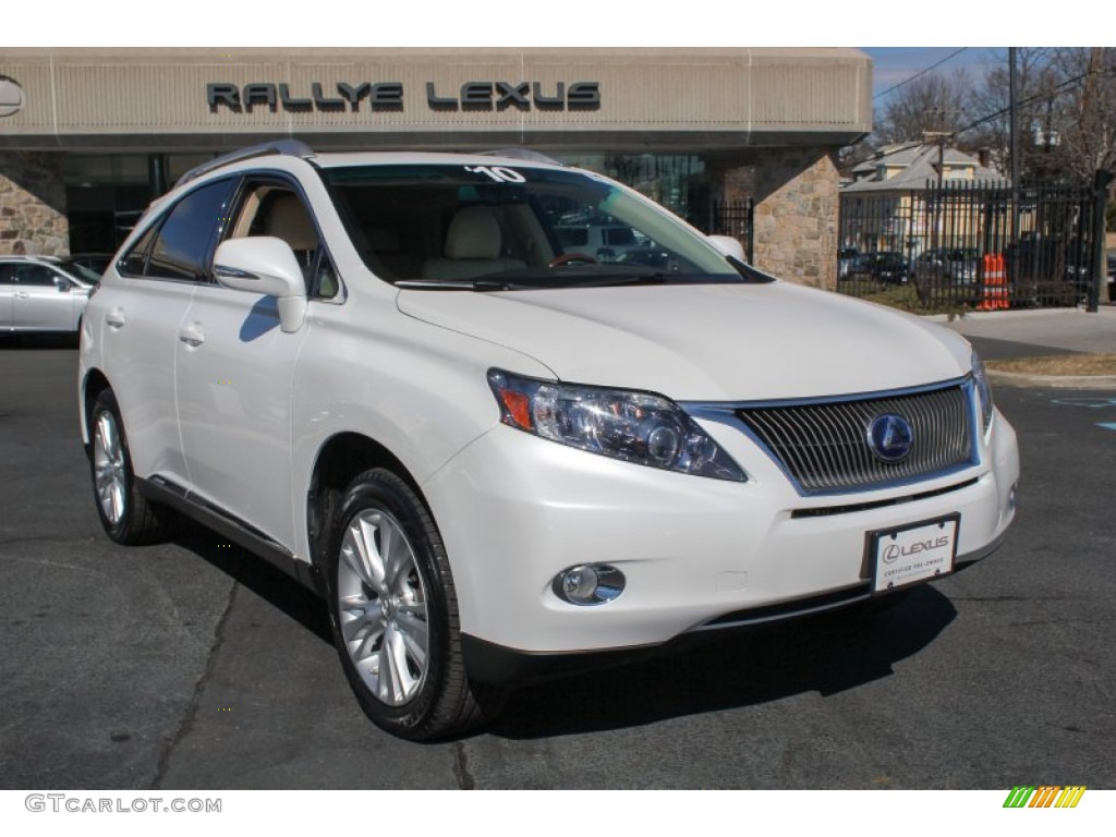 2010 RX 450h AWD Hybrid - Starfire White Pearl / Parchment/Brown Walnut photo #1