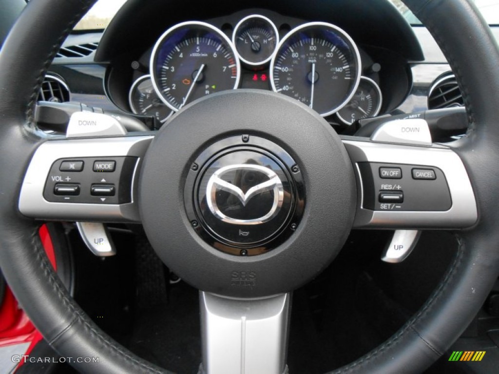 2007 Mazda MX-5 Miata Grand Touring Roadster Black Steering Wheel Photo #77956034
