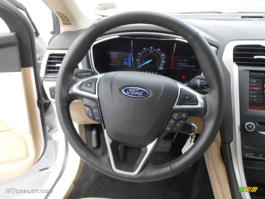 2013 Ford Fusion SE 1.6 EcoBoost Dune Steering Wheel Photo #77959881