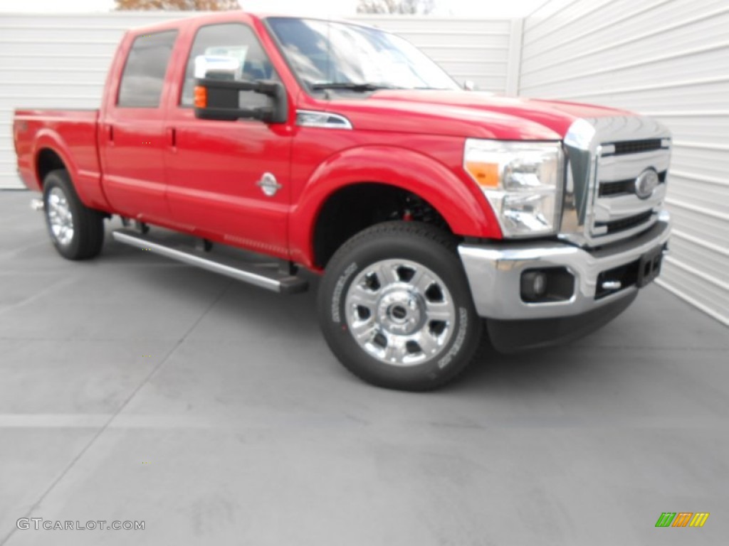 2013 F250 Super Duty Lariat Crew Cab 4x4 - Vermillion Red / Black photo #1